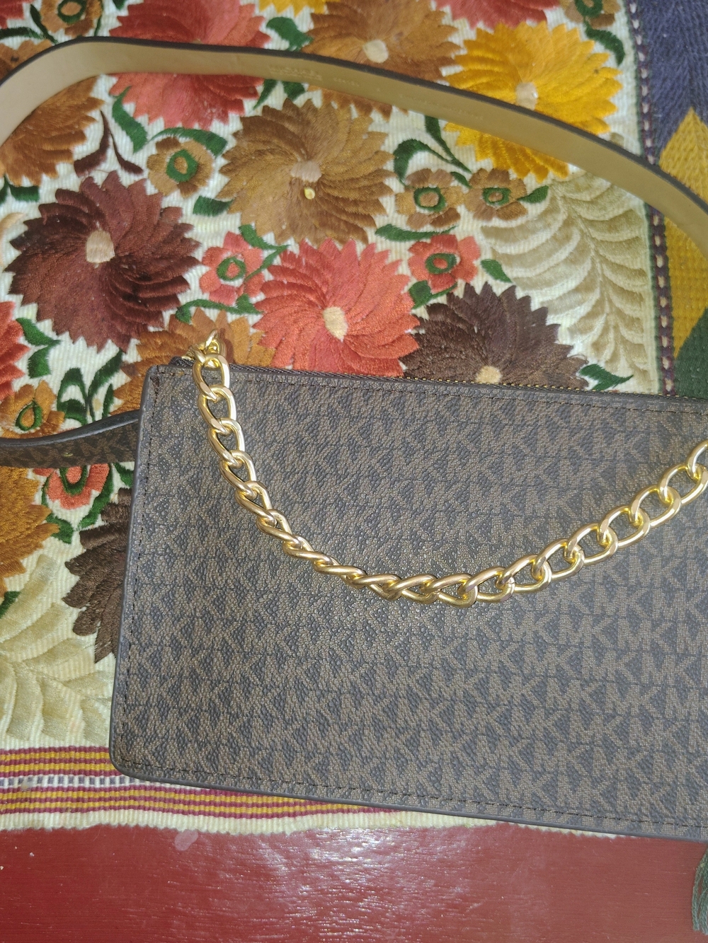 Michael Kors Brown Signature Chain Crossbody Bag
